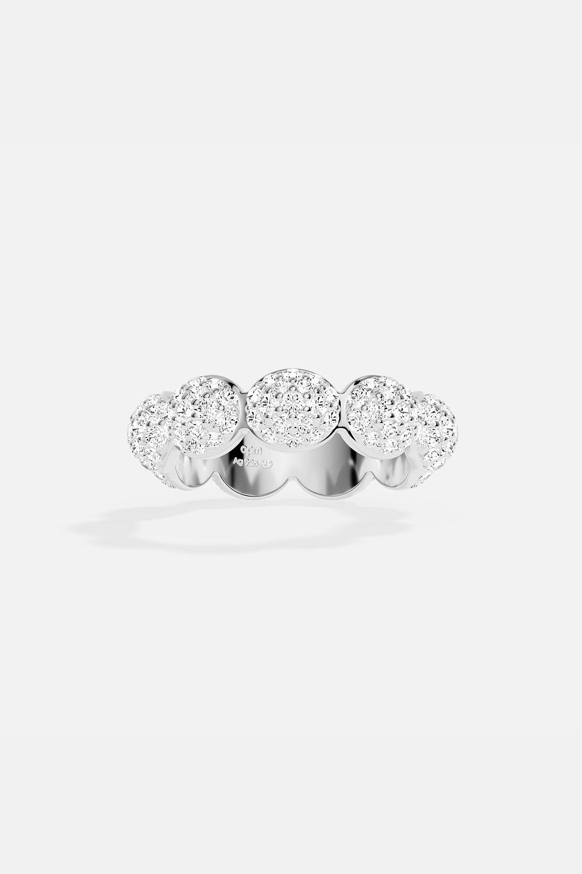 APM MONACO silver pave ring on a light gray background